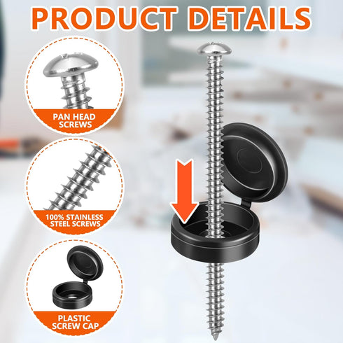 36 Set 3 Inch Shutter Screws and Caps Black Shutter Screws with Caps Shutter Fasteners for Windows Outside Shutter Caps