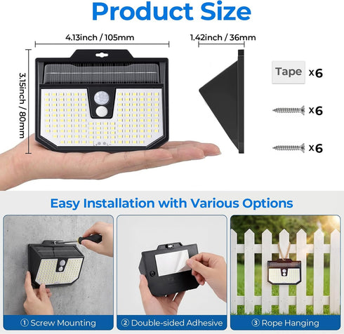4-Pack 3 Brightever Solar Lights Outdoor Motion Sensor, Super Bright Outdoor Solar Lights Waterproof, Lighting Modes