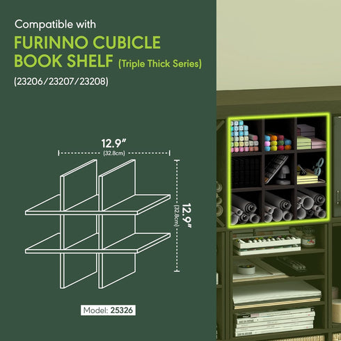 9-Compartment Furinno Cubicle Cube Insert, Cube Organizer, Geometric Shelf Accessory, Fits into Furinno Triple Thick