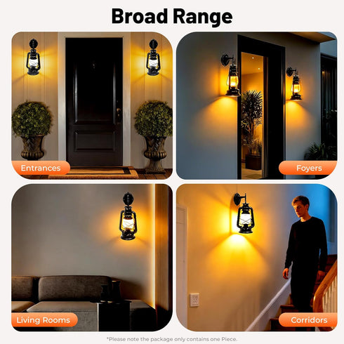 YUASDUU E27 Rustic Wall Sconces Lantern Light, Outdoor Wall Sconce with Base and Glass Shade Vintage Wall Light Fixture