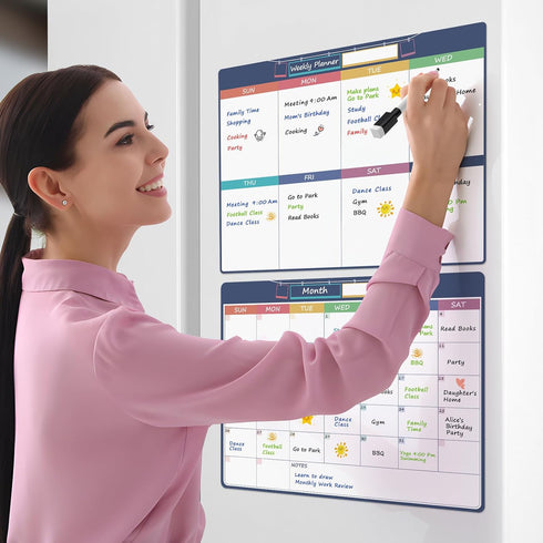 MaxGear 11"x14" Magnetic Dry Erase Calendar for Refrigerator, Monthly & Weekly Planner, Chore Calendar for Adults