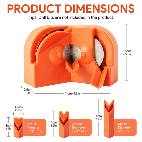 Multipurpose Drill Bit Sharpener for All Bits, Grinding Tool with 4 Wheels for Carbide, Masonry, High-Speed Steel