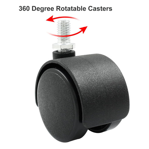4pcs 1.5 Inch Swivel Caster Wheels, Black Nylon M8 Threaded Stem, Heavy Duty Replacement for Furniture