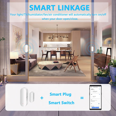 WiFi Door Sensor, Smart Window Contact Sensor for Home Security, Compatible with Alexa and Google Assistant, 1 Pack