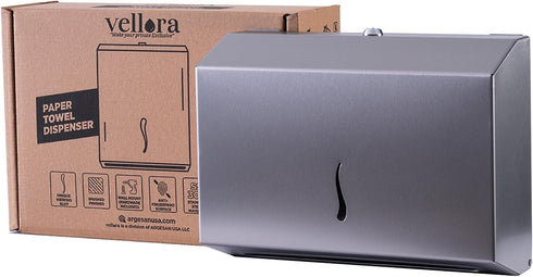 Vellora Commercial 200 275 Paper Towel Dispenser - Anti-Fingerprint Coating, Enhanced Quality Stainless Steel