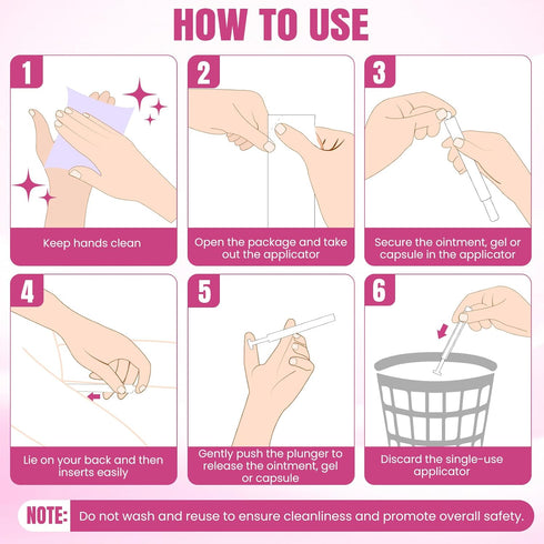 60 PACK Disposable Vaginal Suppository Applicator for Women, Fits Most Lubricants Creams Gels Pills Tablet