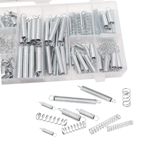 200PCS Spring Assortment Kit, Zinc Plated Extension and Compression Springs Kit with 20 Different Sizes for DIY