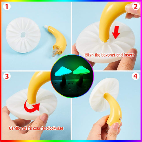 Honoson 4 7 Pieces Mushroom Night Light LED Night Light Plug in Lamp Color Magic Mini Pretty Mushroom Shaped Lamp