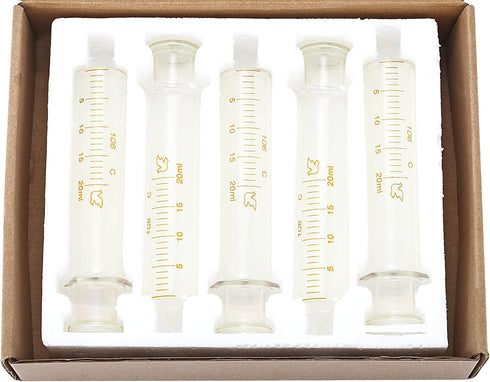 5 Pack 20ml Glass Syringes with Caps
