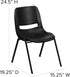 EMMA 14" + OLIVER Kid's Black Ergonomic Shell Stack Chair - Black Frame and H Seat