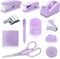 Purple Desk Accessory Kit, Cute Office Supplies Set with Stapler, Tape Dispenser, Scissors, Ballpoint Pen, and More