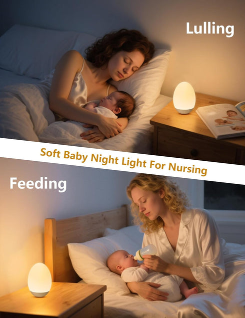 Dimming 7 Egg Night Light for Nursery: Baby Night Lights Tap Lamp Stepless with Warm White and RGB Colors Rechargeable