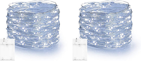 Dazzle Bright Fairy Lights Battery Operated, 2 Pack Total 40FT 120LED Silver