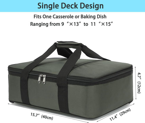 9"x13" GYEUKHAM Insulated Casserole Carrier Bag - Large Portable Hot and Cold Food Storage Tote with Handles Thermal