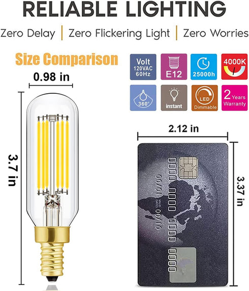 E12 Bulb Dimmable 6W 60 Bulb 4000K T6 T25 E12 Bulb 60 AC120V 600LM e12 Bulb 6Pack LEOOLS LED Equal watt Light Daylight