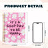 BearCake It's A Good Day To Be Happy Inspirational Notebooks, Cute Pink Aesthetic Floral Notebook, Hardcover Spiral