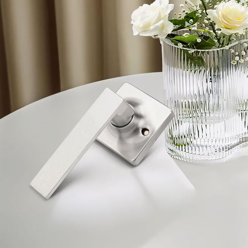 GOBEKOR Brushed Nickel Lever Door Handle - Dummy Door Levers for Square Closet, Non-Turning Door Handle
