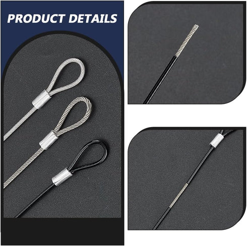 18 3 11.81" arricraft Pcs Colors Stainless Steel Cable with Double Loops, Length Stainless Coated Wire Rope Lanyard
