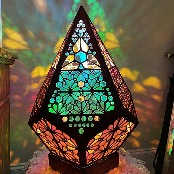 PABVZS Wooden Bohemian Decorative Floor Lamp Turkish Table Lamp Colorful Lights Starry Sky