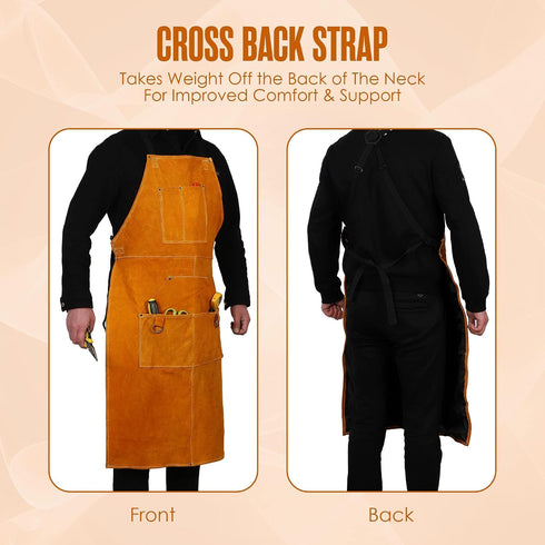24 42 Houseables Leather Apron, Welding Apron, For Men, Blacksmith, Work Bib, Heat Resistant, Welder Gear, Forging
