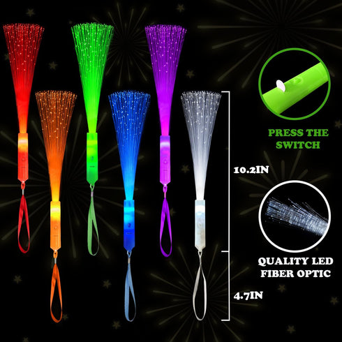 Bulk-24 Pack, Glow in Dark Fiber Optic Lights for Kids Light Up Toys Gifts Goodie Bag Basket Stuffers Fillers