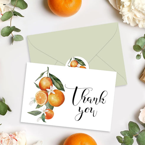 50 Pack JarThenaAMCS Little Cutie Thank You Cards Blank Note Card Watercolor Orange Flower Greeting Cards