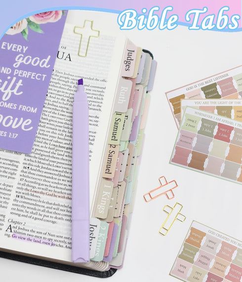 Bible Study Supplies, Bible Journaling Kit, Highlighters, Pens No Bleed, Bible Tabs, Cross Paper Clips, Journaling