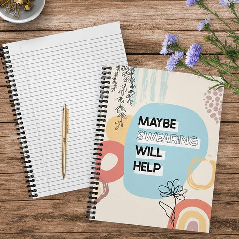 Softcover Swearing Helps Snarky Spiral Notebook, 8.5" x 11", 120 College Ruled Pages, Durable Gloss Laminated Cover