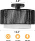 12'' Fixture,2-Tier SineRise Rattan Flush Mount Ceiling Light Drum Hand-Woven Boho Flush Mount Ceiling Light,Farmhouse