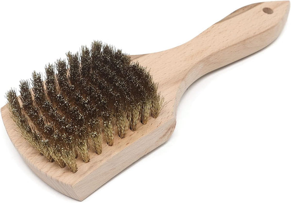 Brass Wire Utility Scrub Brush for Cleaning with 9" Hardwood Handle, Made in USA