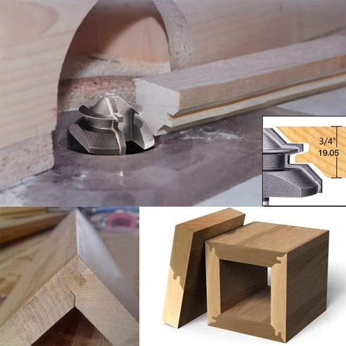 45 1/4 3-Piece Set: Set 45 Degree Lock Miter Router Bit Shank Tongue & Groove Bit + Lock Miter Router Bit, Easy