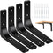 4 PCS Heavy Duty Iron Wall Shelf Bracket, 6 x 5 Inch Decorative Joint Angle Bracket, Matte Black
