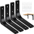 4 PCS Heavy Duty Iron Wall Shelf Bracket, 6 x 5 Inch Decorative Joint Angle Bracket, Matte Black