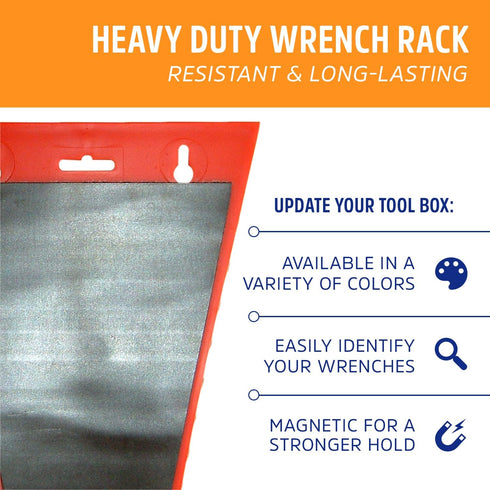 Protoco 3021 Standard Wrench Rack, 15 Piece Magnetic Tool Organizer for Tool Box or Wall