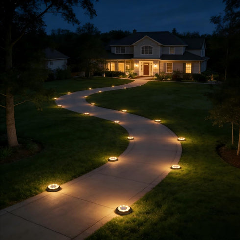 2-in-1 8 Pack) Flacchi Solar Lights Outdoor Waterproof - Solar Powered Ground Lights Outdoor Solar Disk Light Landscape