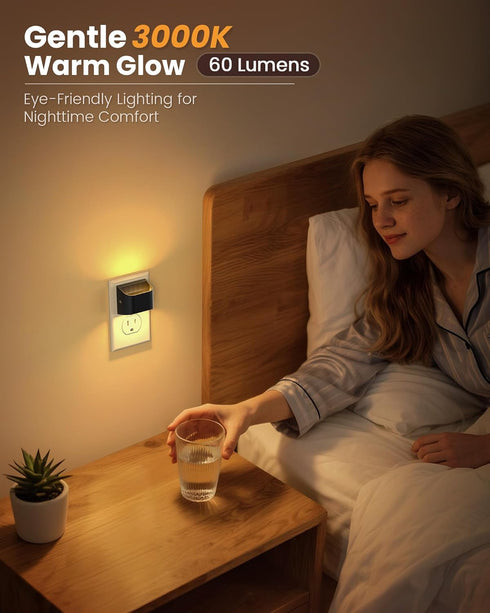 3000K 4 Pack NIORSUN Night Lights Plug Into Wall, Auto Brightness Sensor Night Light, Warm White, Ultra-Slim Wall Light