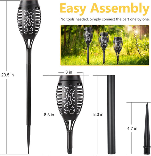 6 Pack Toodour Solar Torch Flame Lights, Solar Lights Outdoor with Flickering Flame, Waterproof Patio Light Landscape