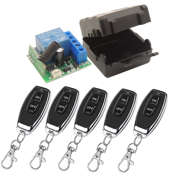 DieseRC 433Mhz Universal Wireless Remote Control Switch, DC 12V 1CH RF Relay Receiver Module with 5 Transmitters