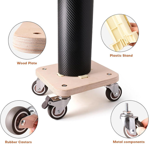 NEWISHTOOL Portable Vinyl Roll Rack Stand Storage Mobile Cart with Lockable Caster Wheels, Vinyl Rack Tool for Holds