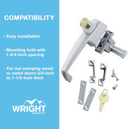 Wright Products VK333X3 Tie Down Keyed Push Button Door Latch for Storm and Screen Doors, Aluminum