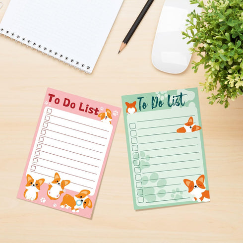 Geyee 4 Pcs Welsh Corgi to Do List Sticky Notes, Kawaii Dog Notepad with 50 Sheets/Pad for Corgi Lovers