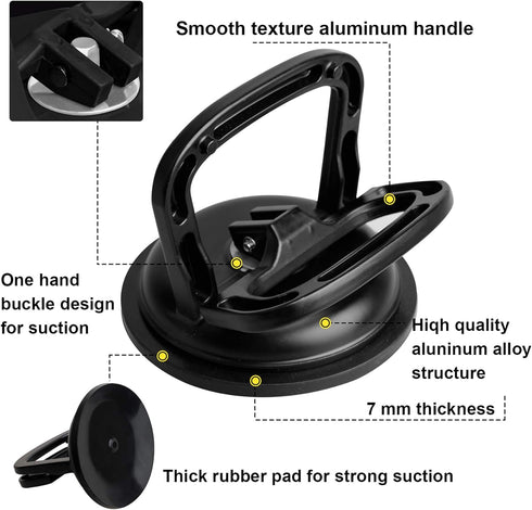 FCHO 2Pack) Glass Suction Cup Heavy Duty Aluminum Vacuum Plate Puller Handle Holder Hooks Duty Galss Lifting/Tile