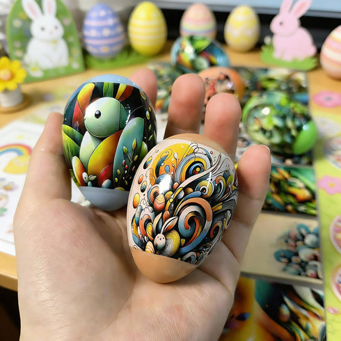 Dcurix 48 Pieces Thermo Heat Sleeves Easter Eggs Decorative Wraps Egg Easter Bunny and Chick Pattern Decoration Film