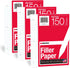 KAISA Filler Paper Loose Leaf Paper, Wide Ruled, 8"x10-1/2", 3-Hole Punched Binder Paper, 150 Sheets/pack, 3Pack