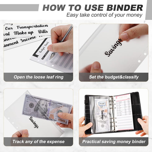 Onlyesh Budget Binder, 28Pcs with Zipper Envelopes, Cash Organizer for Budgeting, Sunblack