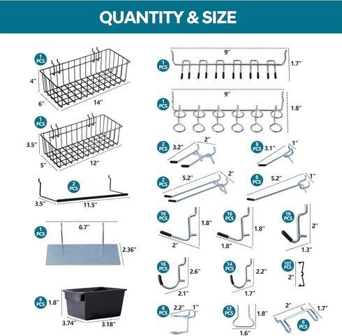 246PCS Pegboard Accessories Organizer Kit with Hooks, Bins, and Paper Towel Holder for Garage Storage