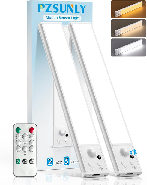 Under Cabinet Lighting Wireless,Rechargeable Motion Sensor Light Indoor,3Color Dimmable Closet Light Battery