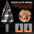 THINKWORK 5 Pcs HSS Four Spiral Flute Step Drill Bit Set (1/8"-1-3/8") with 1/4" and 3/8" Shank