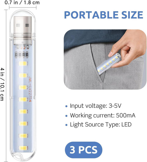 3 SEWACC Pcs USB Night Lights Small Led Lamps Portable USB Powered Lights for Home Office Desk and Party Decor