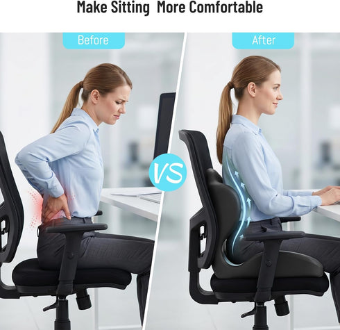 Ergonomic Seat Cushion, Office Chair Seat Cushions with L-Shaped Design, Memory Foam Seat Cushion for Home Car Chair